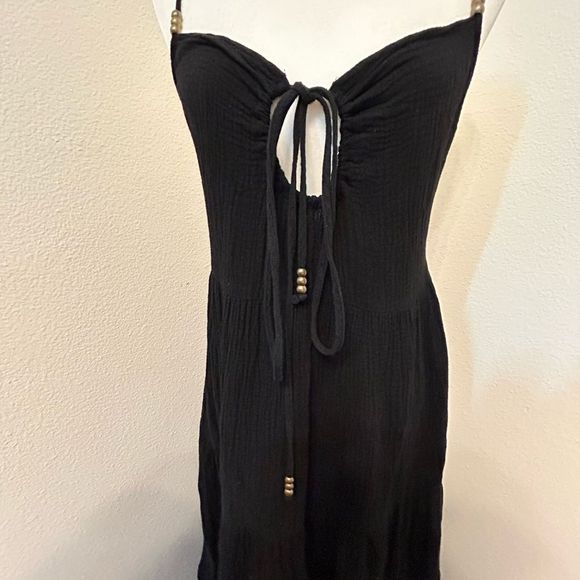Anthropology Harlow Tie-Front Maxi Dress Charlie Holiday, size M, black - Picture 9 of 12